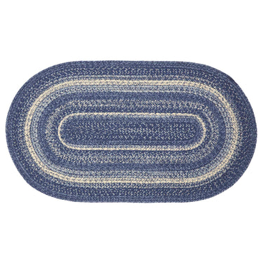 Great Falls Blue Jute Braided Rug Oval with Rug Pad 27